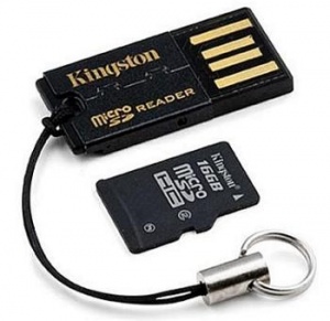 16GB Карта памяти Kingston MicroSDHC class2 + Ридер MicroSD 