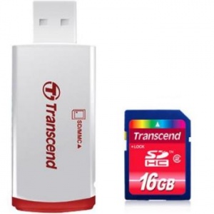 16GB SDHC Card Transcend (Class2) + Reader P2 (SD/MMC)
